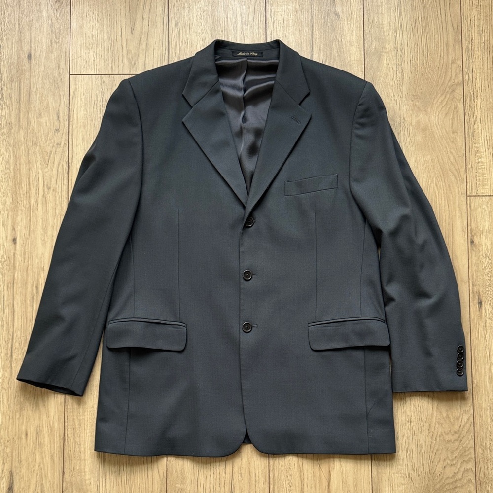 Roberto Villini Italy Dark Gray Blazer 44R 46R Mens 3 Button Suit Jacket Stretch